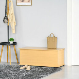 Homcom Storage Chest With Lid, 113L Storage Box, Burlywood - thumbnail 1