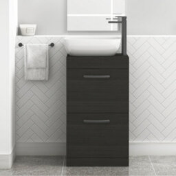 Royal Bathrooms 500mm Floor Standing Vanity Unit 2 Drawer Hale Black & Countertop Basin - Elva With Matt Black Handle - thumbnail 1