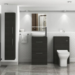Royal Bathrooms 500mm Floor Standing Vanity Unit 2 Drawer Hale Black & Countertop Basin - Elva With Matt Black Handle - thumbnail 2