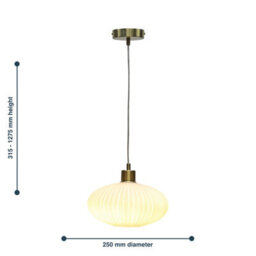 First Choice Lighting Set Of 2 Baton - White Ribbed Oval Glass With Satin Brass Pendants - thumbnail 8
