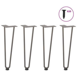 Berkfield Hairpin Legs For Coffee Table 4 Pcs Natural Steel 42 Cm Solid Steel