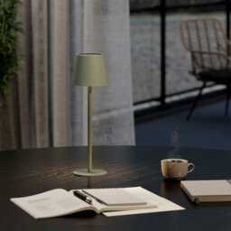 GoodHome Quelea Conical Matt Green Rechargeable Integrated Led Table Lamp - thumbnail 1