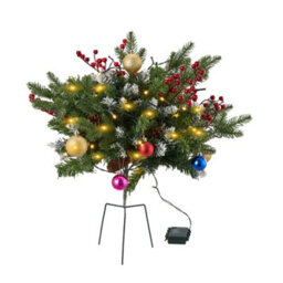 Living And Home Single-Piece Pre-Lit Artificial Mushroom Ground Christmas Tree, 57Cm W X 56.5Cm H