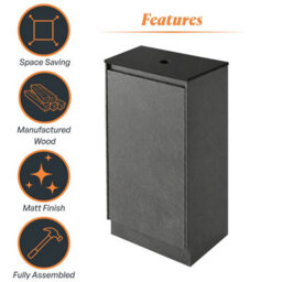 Plum&clay Rigel Concrete Grey Floor Standing Bathroom Vanity Unit With Black Worktop (W)500mm (H)850mm - thumbnail 6