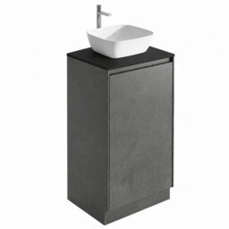 Plum&clay Rigel Concrete Grey Floor Standing Bathroom Vanity Unit With Black Worktop (W)500mm (H)850mm - thumbnail 2