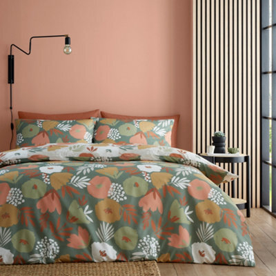 Fusion Yasmin Abstract Floral Green Easycare Duvet Cover Set - image 1