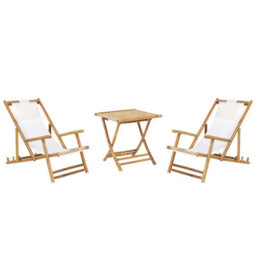 Beliani Bistro Set Folding Atrani/molise Bamboo Light Brown