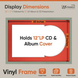 "AK Frames 25X17"" Green Classic Vinyl Record Frame With Poppy Red Mount For 12 Inch Lp Cover & Disc - Overlapped Design" - thumbnail 2