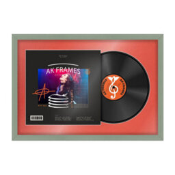 "AK Frames 25X17"" Green Classic Vinyl Record Frame With Poppy Red Mount For 12 Inch Lp Cover & Disc - Overlapped Design" - thumbnail 1