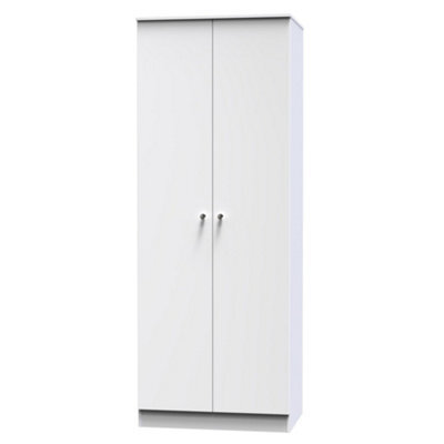 Yarmouth Ready Assembled Modern Matt White Tall Double Wardrobe (H)1960mm (W)740mm (D)520mm - image 1