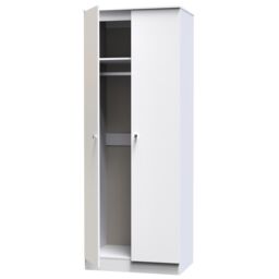 Yarmouth Ready Assembled Modern Matt White Tall Double Wardrobe (H)1960mm (W)740mm (D)520mm - thumbnail 3