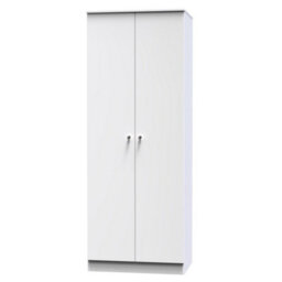 Yarmouth Ready Assembled Modern Matt White Tall Double Wardrobe (H)1960mm (W)740mm (D)520mm - thumbnail 1