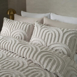 OHS Luxury Duvet Cover Set Quilt Bedding Pillowcase Tufted Arch, Stone - King - thumbnail 3