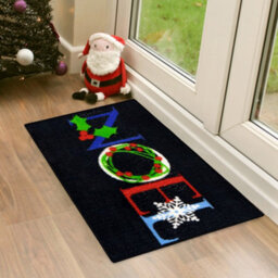 Jvl Festive Christmas Machine Washable Indoor Doormat, 40X57Cm, Noel, Black - thumbnail 8