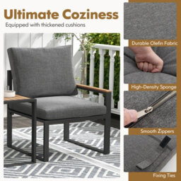 Costway 3 Pieces Patio Furniture Set Aluminum Frame Outdoor Table Chair Set W/soft Cushions - thumbnail 5