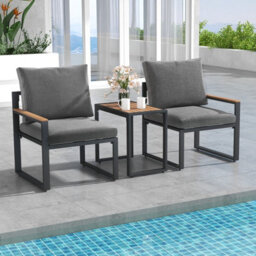 Costway 3 Pieces Patio Furniture Set Aluminum Frame Outdoor Table Chair Set W/soft Cushions - thumbnail 7