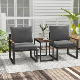 Costway 3 Pieces Patio Furniture Set Aluminum Frame Outdoor Table Chair Set W/soft Cushions - thumbnail 1