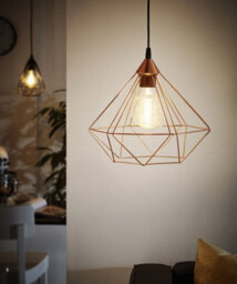 Stylish Copper Wire Cage Pendant Light With E27 Bulb Socket For Hallways - thumbnail 3