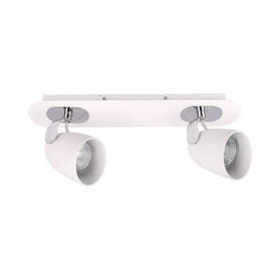 Luminosa Lighting Luminosa Modern Spotlights Chrome, White 2 Light  With White Shade, Gu10