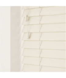 Smooth Finish Faux Wood Venetian Blinds With Strings 120Cm Drop X 70Cm Width Misty White Smooth