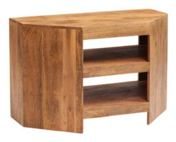 Wyld Haus Manila Light Mango Wood Corner Tv Unit With Open Two Shelves - thumbnail 3