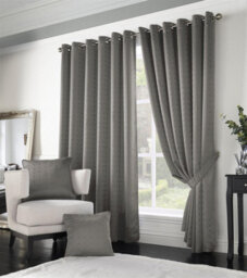 Luxury Living Adiso Eyelet Ring Top Curtains Silver - thumbnail 1