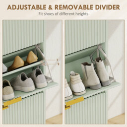 Homcom Slim Shoe Storage Cabinet With 3 Flip Drawers For Hallway, Light Green - thumbnail 6