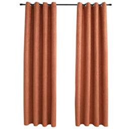 Berkfield Elegant Blackout Curtains With Metal Rings 2 Pcs Rust 140X225 Cm