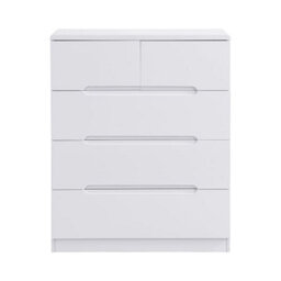 Furniture in Fashion Manhattan High Gloss Chest Of 5 Drawers In White - thumbnail 3