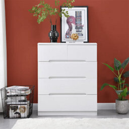 Furniture in Fashion Manhattan High Gloss Chest Of 5 Drawers In White - thumbnail 2