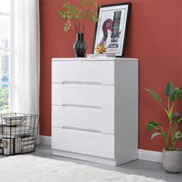 Furniture in Fashion Manhattan High Gloss Chest Of 5 Drawers In White - thumbnail 1