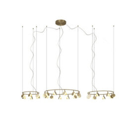 Luminosa Lighting Luminosa Shell 12+8+4 Light Pendant, Round, 120W Led, 3000K, 6360Lm, Gold, 3Yrs Warranty - thumbnail 1