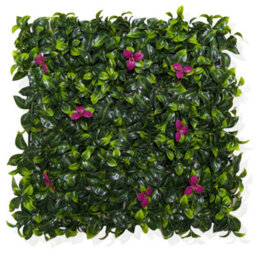 Best Artificial Laurel Leaf & Pink Flowers Hedging Mats 50Cm X 50Cm Privacy Garden Screen - thumbnail 2