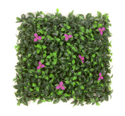 Best Artificial Laurel Leaf & Pink Flowers Hedging Mats 50Cm X 50Cm Privacy Garden Screen