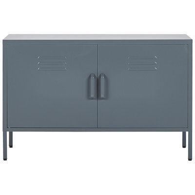 Beliani 2-Door Grey Steel Sideboard With 2 Shelves, Matte Finish, 1000 X 400 X 650 mm - image 1