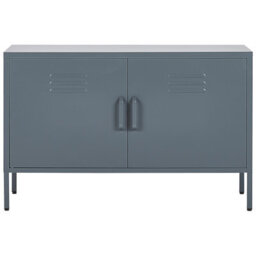 Beliani 2-Door Grey Steel Sideboard With 2 Shelves, Matte Finish, 1000 X 400 X 650 mm - thumbnail 1