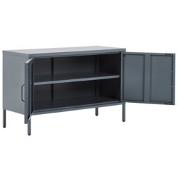 Beliani 2-Door Grey Steel Sideboard With 2 Shelves, Matte Finish, 1000 X 400 X 650 mm - thumbnail 5