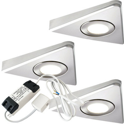 Brushed Nickel Triangle Under Cabinet Kitchen Light And Driver Kit With Natural White Led - image 1