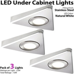 Brushed Nickel Triangle Under Cabinet Kitchen Light And Driver Kit With Natural White Led - thumbnail 3