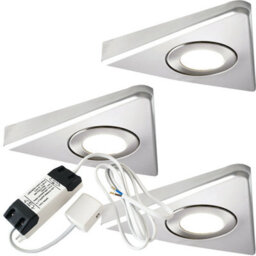 Brushed Nickel Triangle Under Cabinet Kitchen Light And Driver Kit With Natural White Led - thumbnail 1