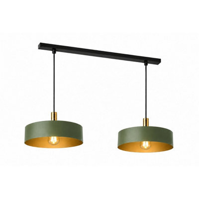 Luminosa Lighting Luminosa Haki Bar Pendant Ceiling Light Green, Gold 2X E27 - image 1