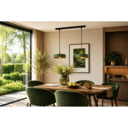 Luminosa Lighting Luminosa Haki Bar Pendant Ceiling Light Green, Gold 2X E27 - thumbnail 5