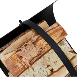 Trendi Black Metal Log Holder Firewood Storage Rack Fireplace Log Basket With Handle, Indoor Outdoor Firewood Holder Stand For Fireplace - thumbnail 3