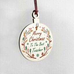 Red Ocean Merry Christmas To The Best Teacher Hanging Bauble Tree Decoration Thank You - thumbnail 4
