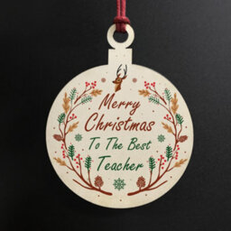 Red Ocean Merry Christmas To The Best Teacher Hanging Bauble Tree Decoration Thank You - thumbnail 2