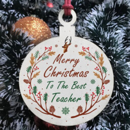 Red Ocean Merry Christmas To The Best Teacher Hanging Bauble Tree Decoration Thank You - thumbnail 3