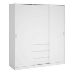 Wyld Haus Budapest White Wooden Wardrobe, 3 Doors 3 Drawers - thumbnail 2