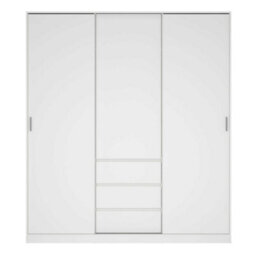Wyld Haus Budapest White Wooden Wardrobe, 3 Doors 3 Drawers - thumbnail 3