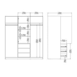 Wyld Haus Budapest White Wooden Wardrobe, 3 Doors 3 Drawers - thumbnail 9