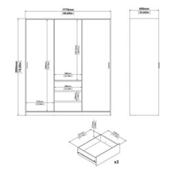 Wyld Haus Budapest White Wooden Wardrobe, 3 Doors 3 Drawers - thumbnail 8